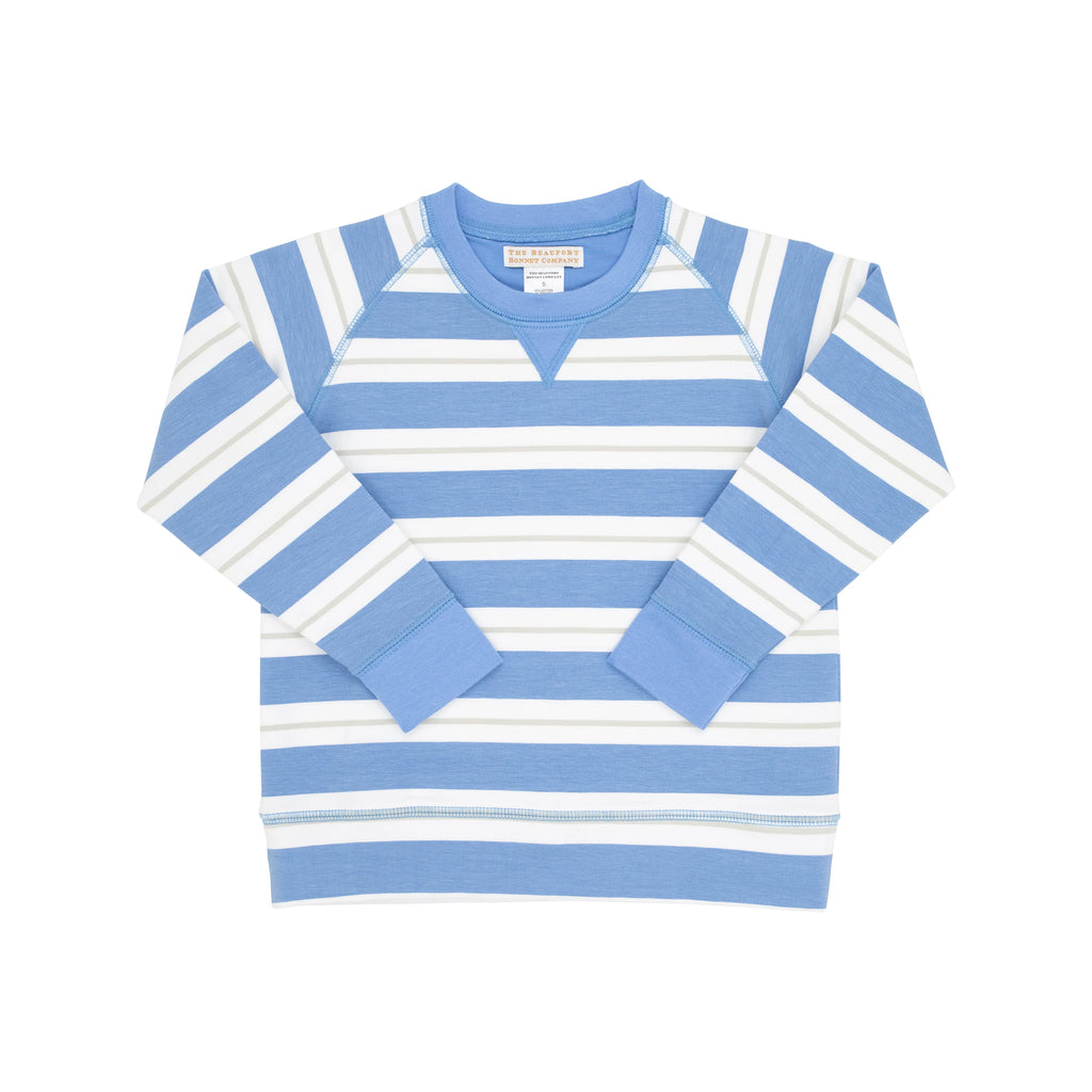 Women's Cassidy Comfy Crewneck - Princess Grace Rose (Blue) with Worth Avenue White
