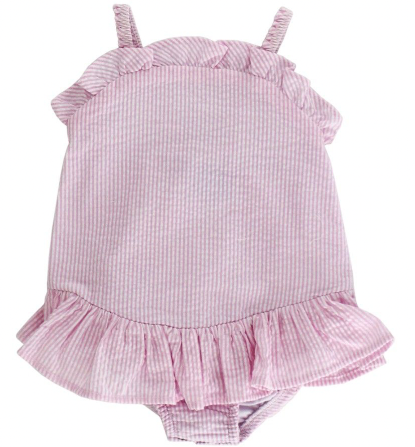 Bailey Boys Pink Seersucker Stripe Swimsuit