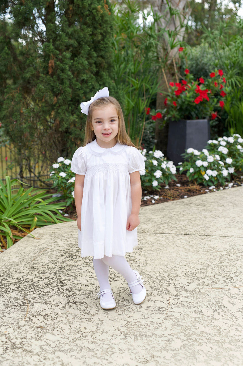 White Finley Dress-All White Smocked