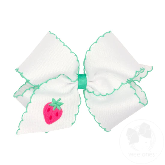 Wee Ones King Mint Strawberry Moonstitch Bow