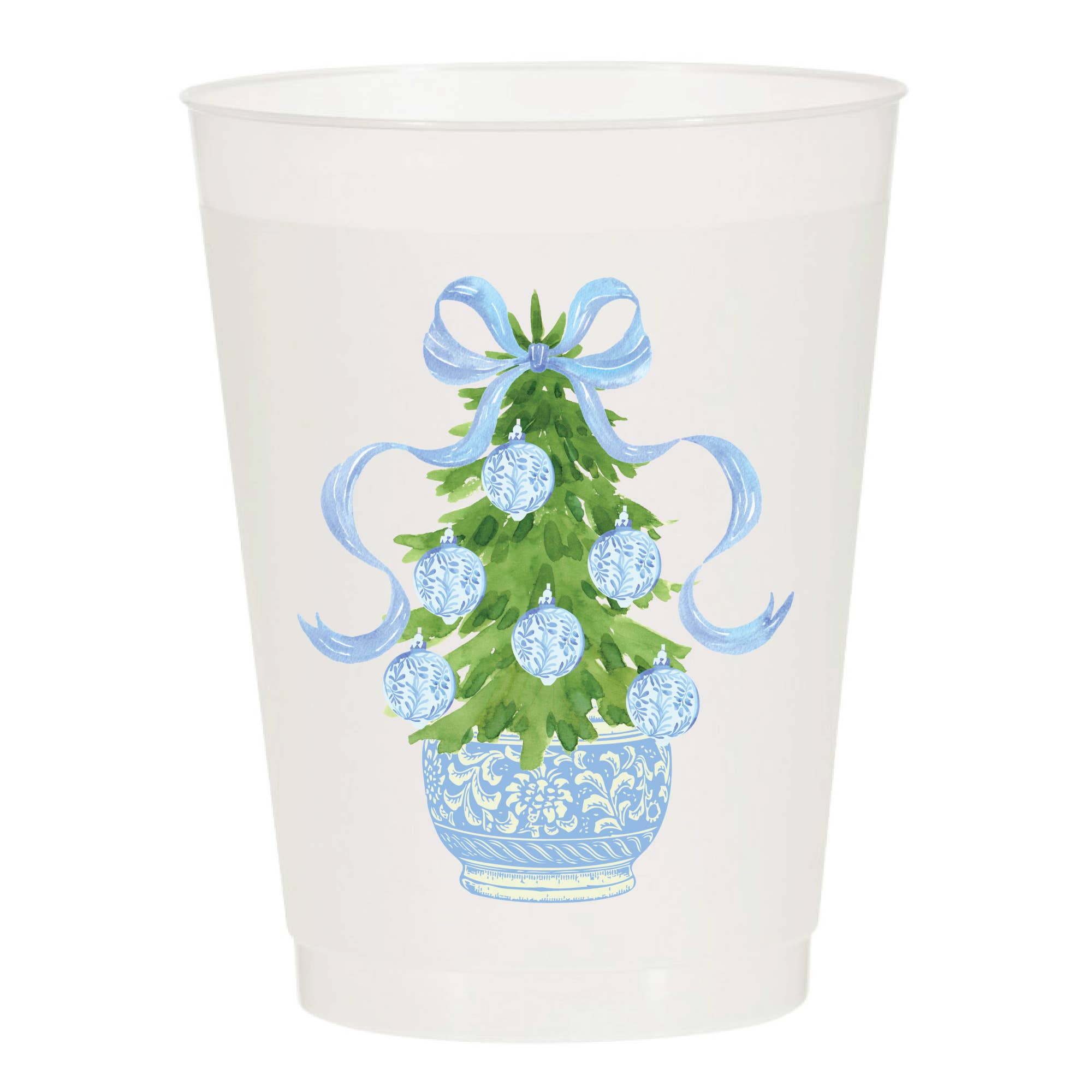 Chinoiserie Christmas Tree Frosted Cups
