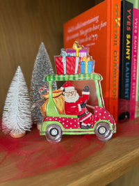 Acrylic Art Block Golf Cart Santa Claus