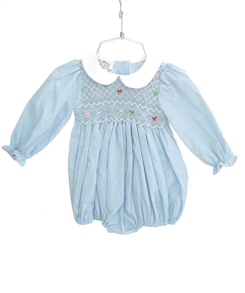 Holiday Bows Smocked Bubble