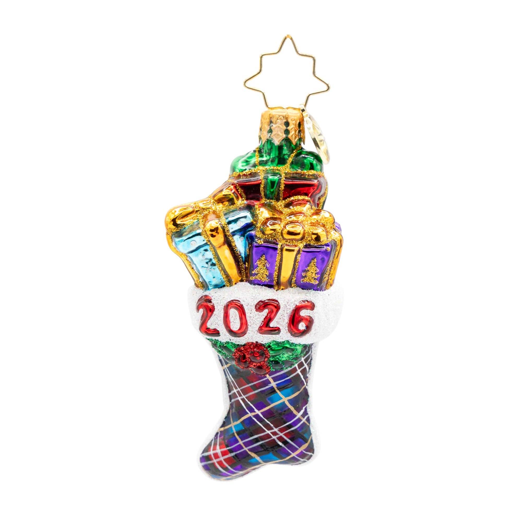 Holiday Glass Ornament – 2026 Stacked Holiday Joy Gem