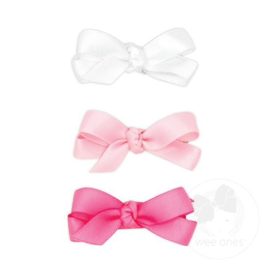Baby Satin Hair Bows with Knot Wrap 3pk - White, Light Pink, Hot Pink