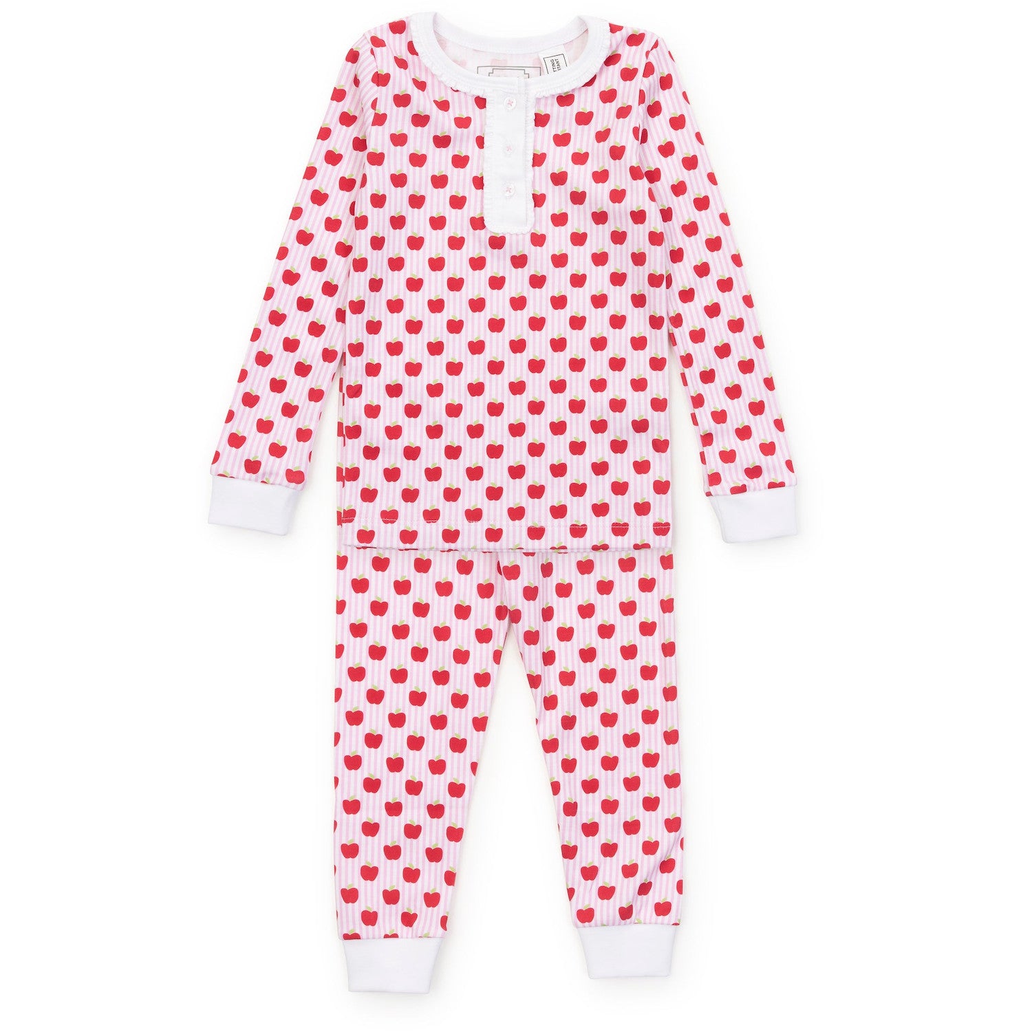 Alden Girls' Pima Cotton Pajama Pant Set - Schoolhouse Apples Pink