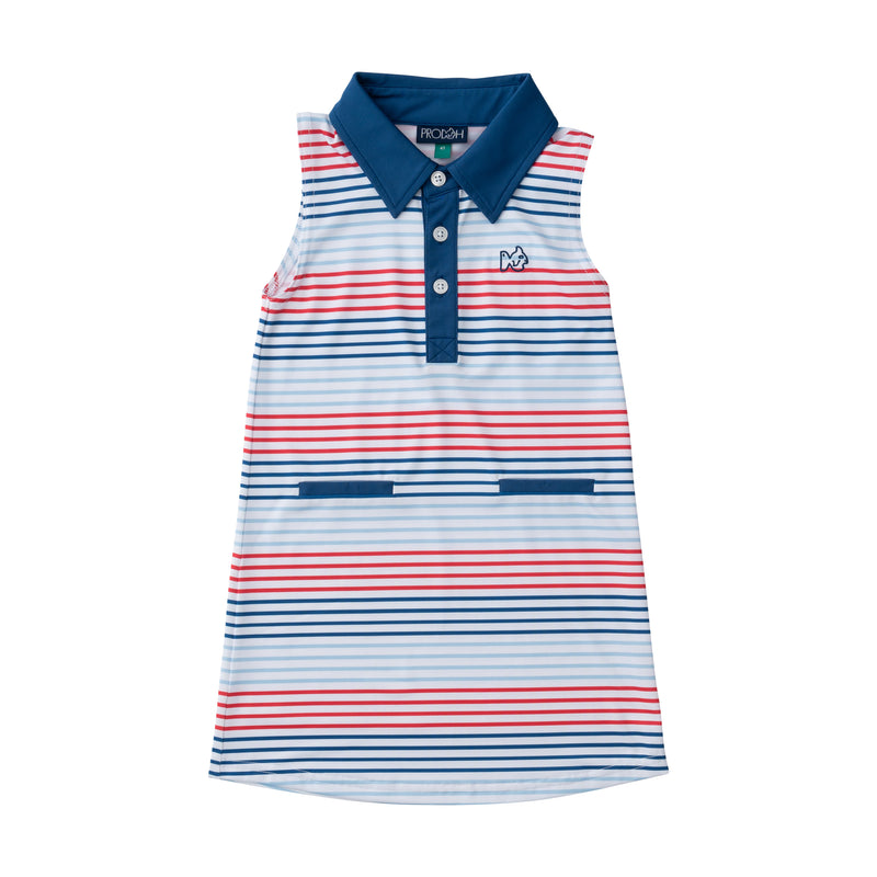 Americana Stripe Sleeveless Pro Performance Polo Dress