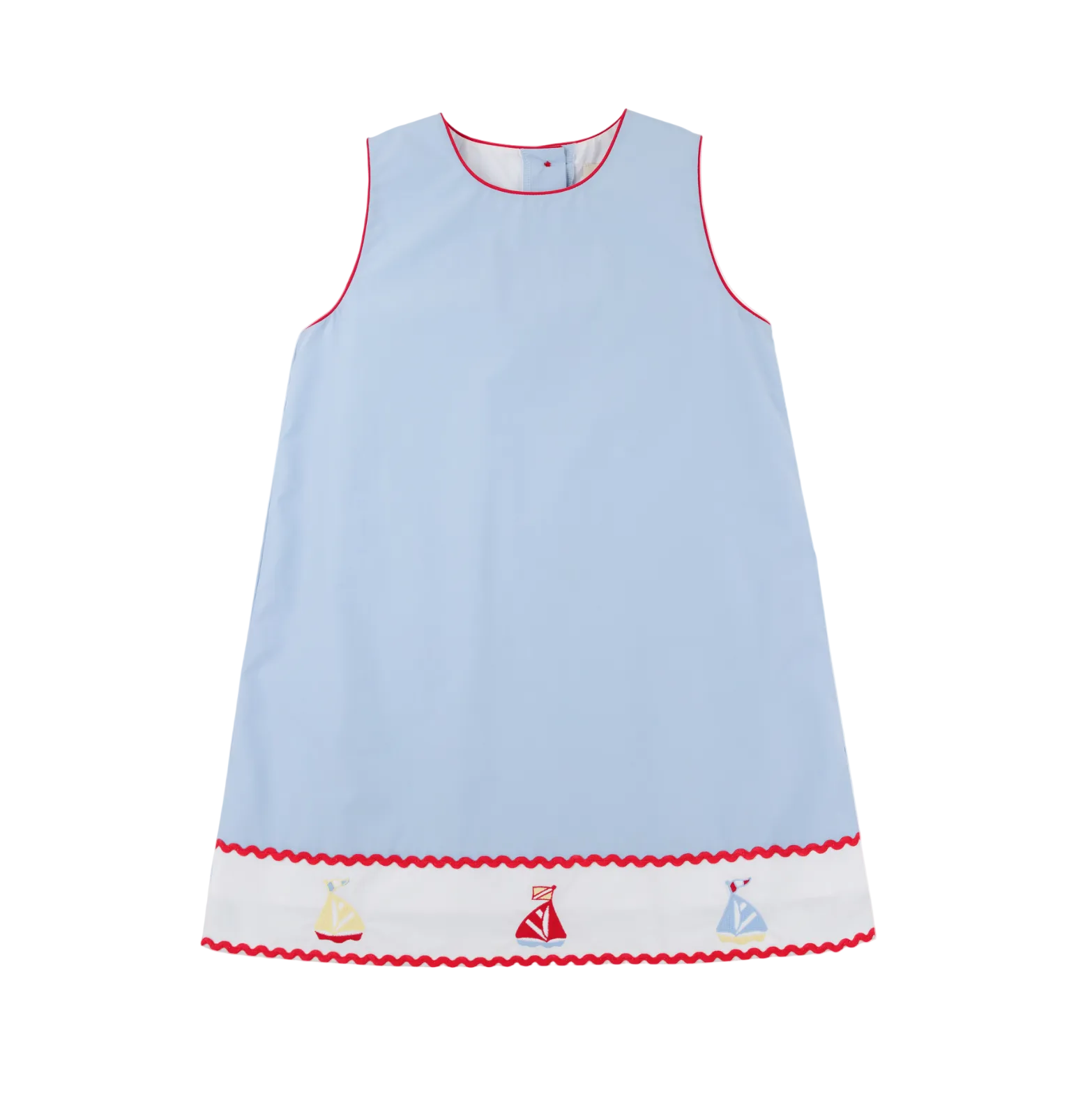 Annie Apron Dress Beale Street Blue Worth Ave White Sailboats