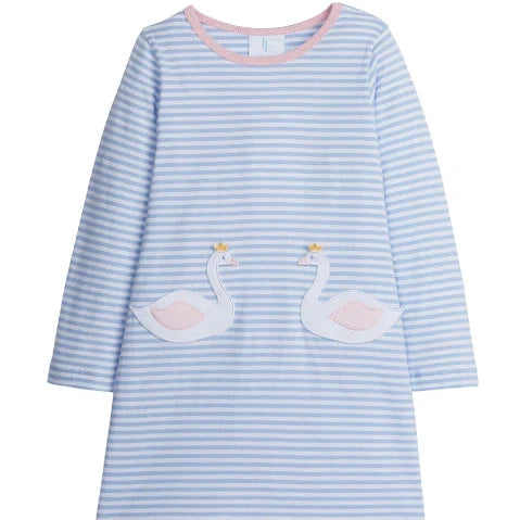 Applique Pocket Dress - Swan