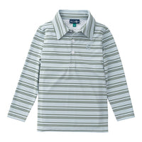 PRE-ORDER Boy's Long Sleeve Pro Performance Polo - Arona Camping Green Stripe