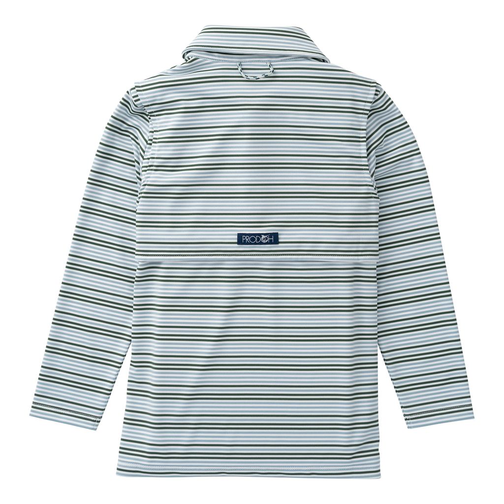 PRE-ORDER Boy's Long Sleeve Pro Performance Polo - Arona Camping Green Stripe