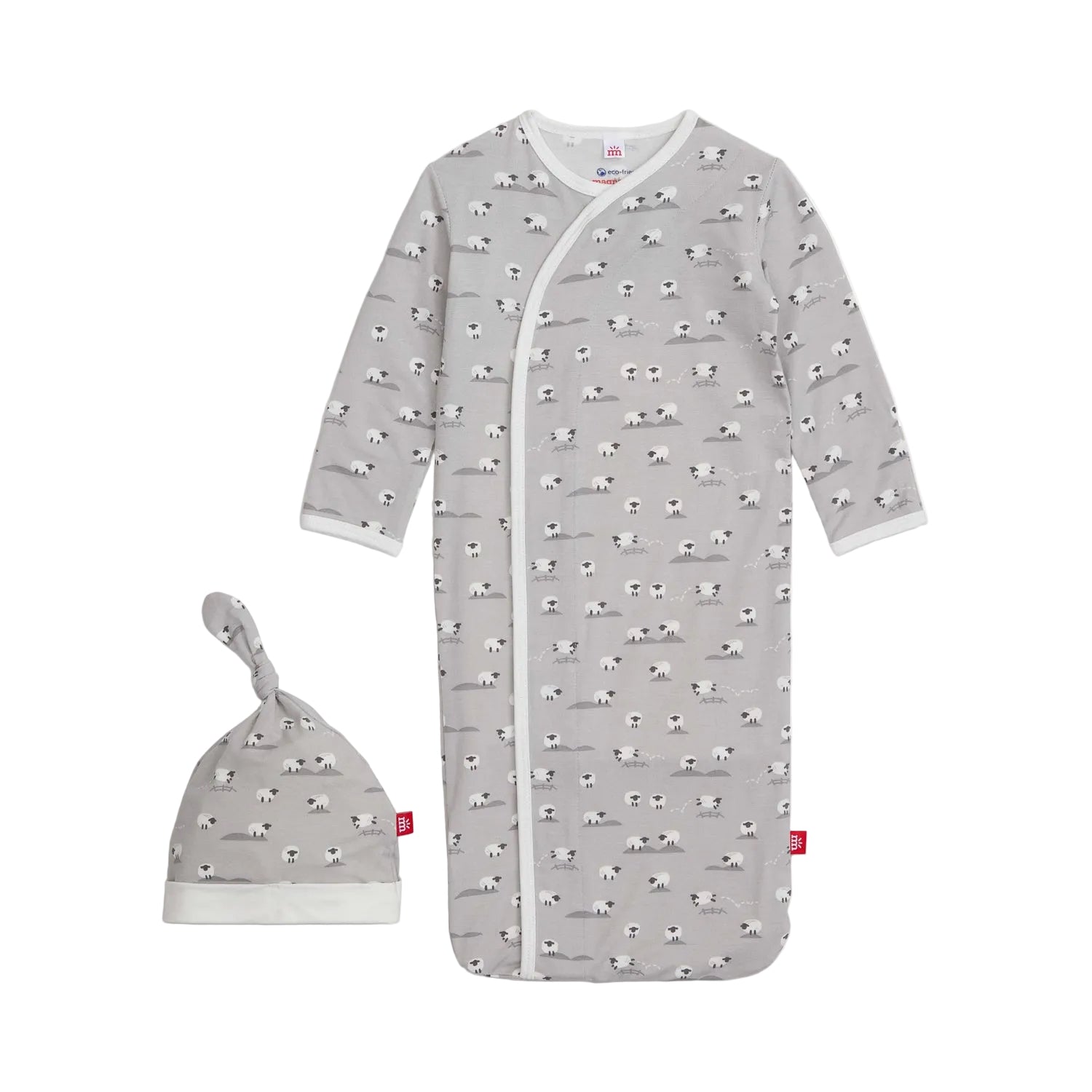 Baa Baa Baby Gray Modal Magnetic Gown Set