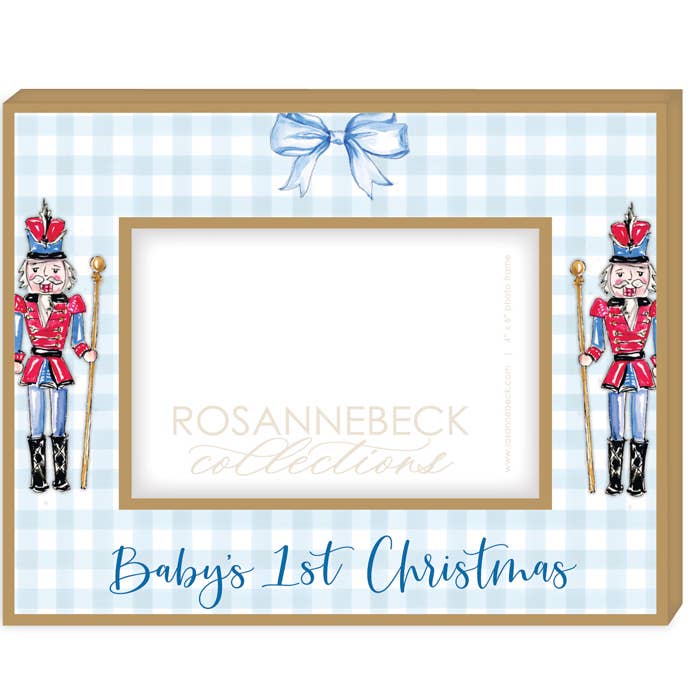 Babys 1st Christmas Nutcrackers Blue Frame 4x6 Gold