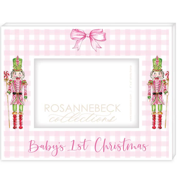 Babys 1st Christmas Pink Nutcrackers Pink Frame 4x6 White