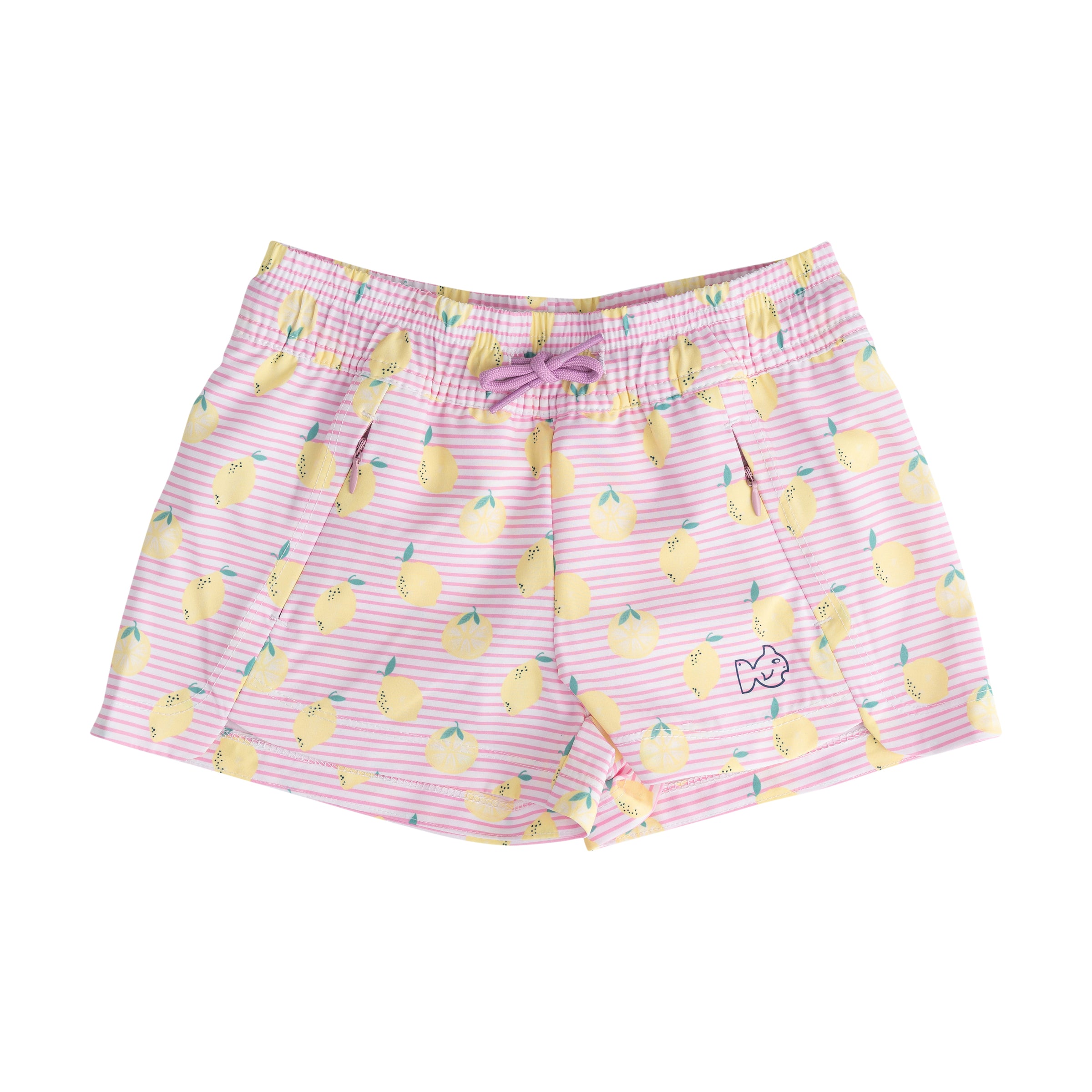 Girls Beach Cruiser Short  - Pink Frosting Lemon Stripe