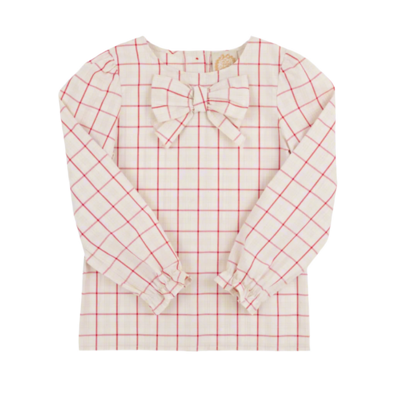 Beatrice Bow Blouse Woven Oak Park Plaid (Small)