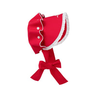 Bellefaire Bonnet Broadcloth/Eyelet Richmond Red/Worth Ave White/Bow