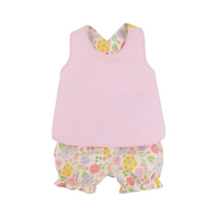 Betsey Bow Back Set Broadcloth Boca Grande Begonia Hamptons Hot Pink Pique Stripe