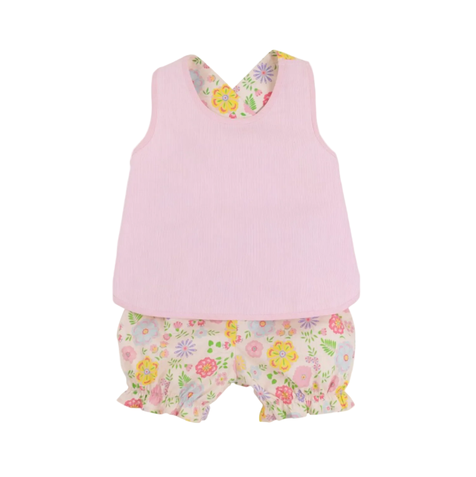 Betsey Bow Back Set Broadcloth Boca Grande Begonia Hamptons Hot Pink Pique Stripe