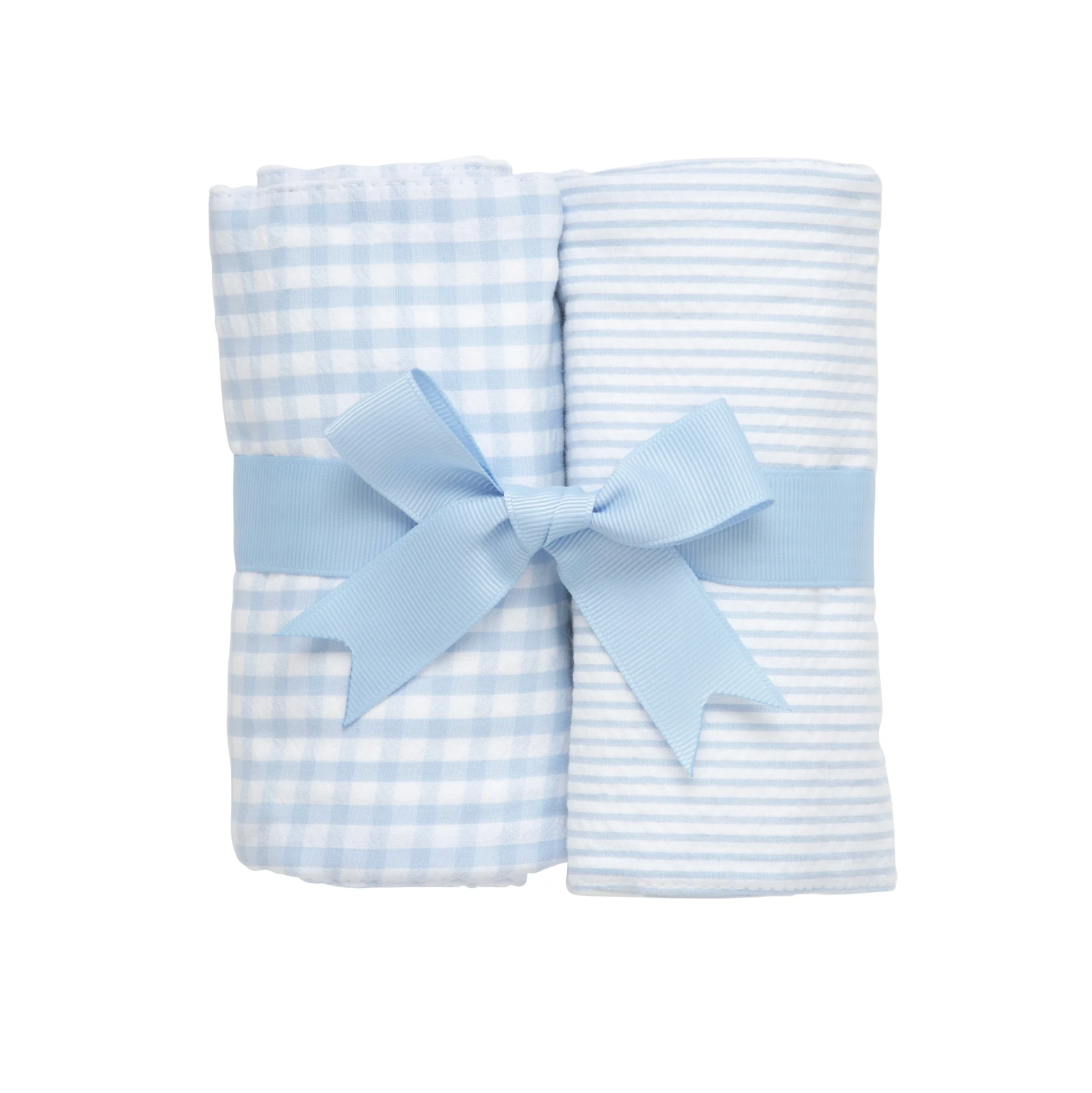 Blue Gingham Set of Two Burp Cloths