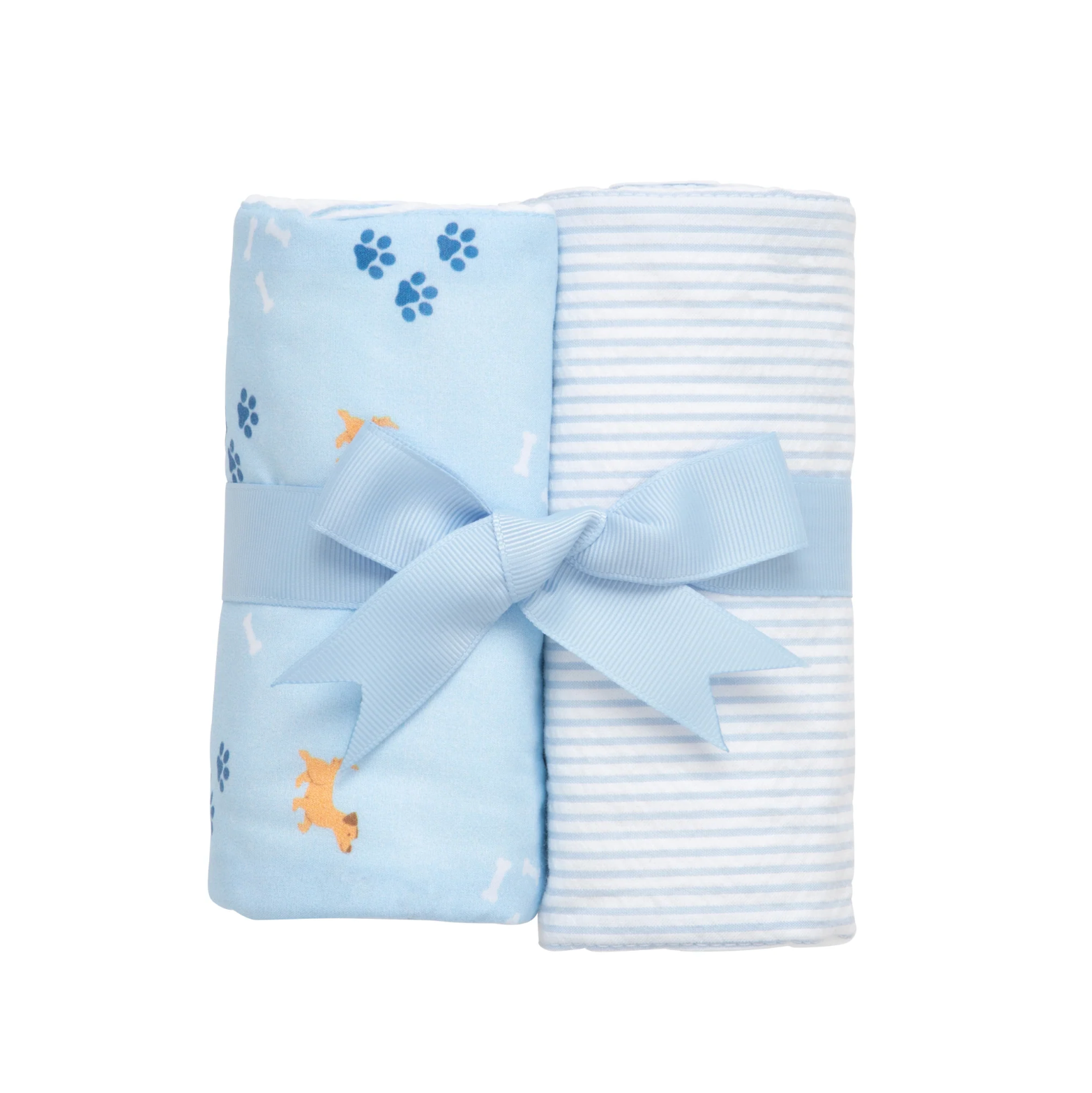 Blue Puppy Set of Two Burp Cloths