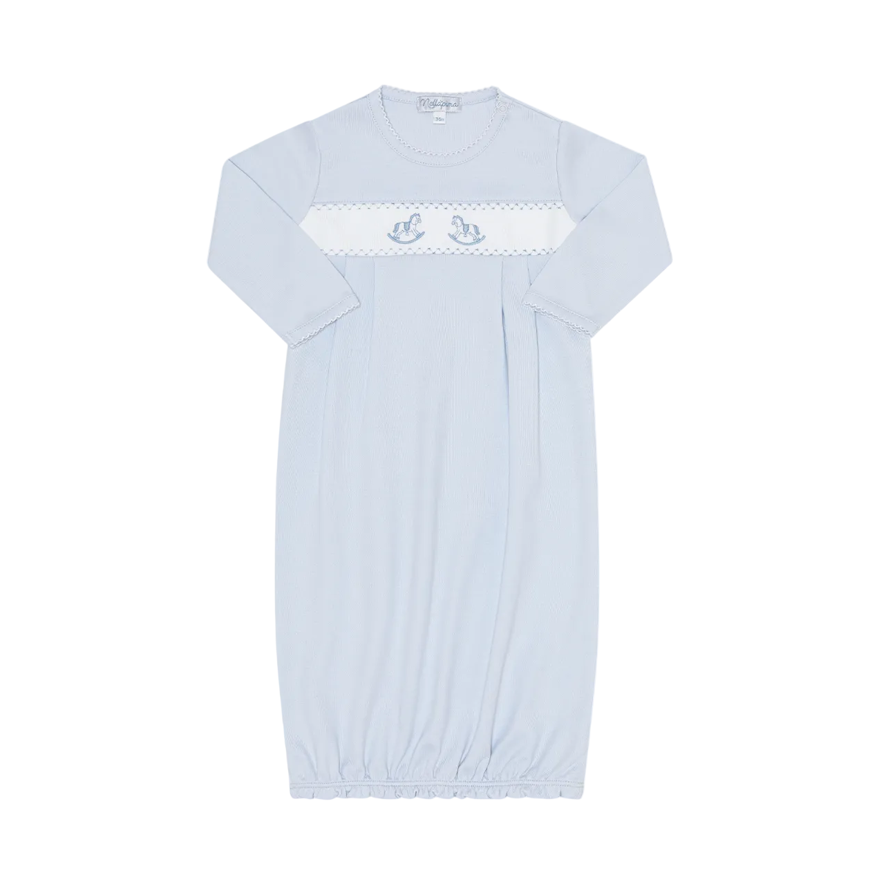 Blue Rocking Horse Embroidered Gown