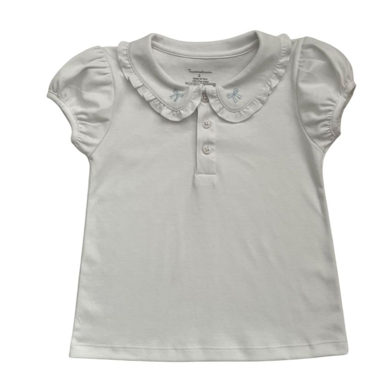 Bow Embroidered Collar Top