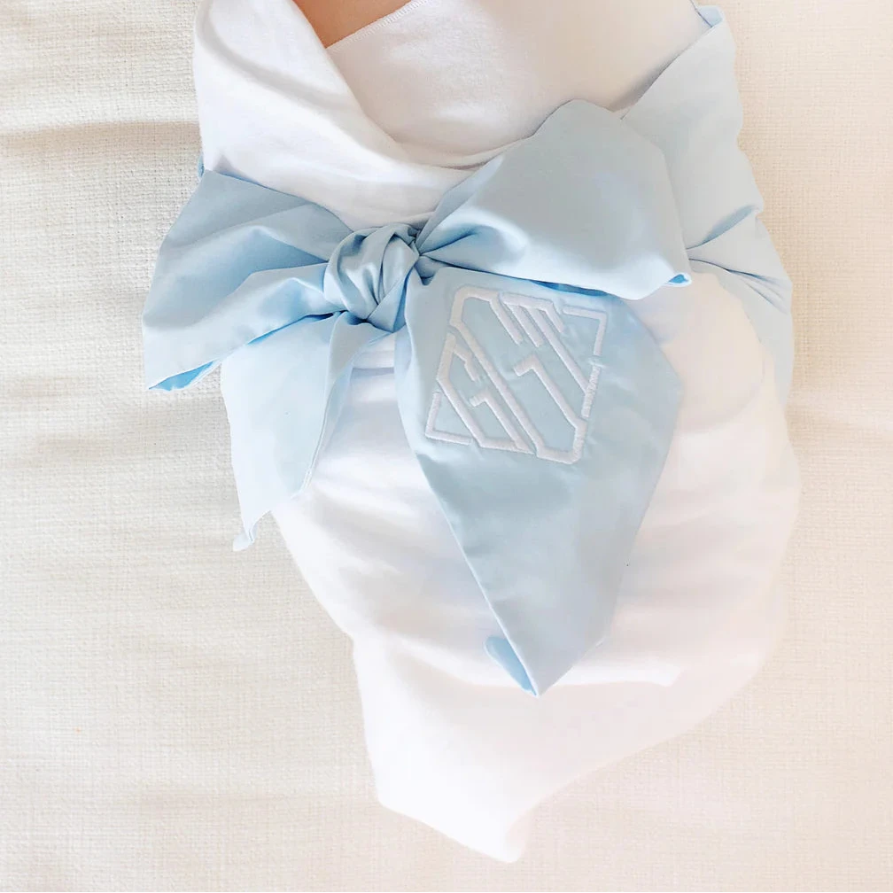Buckhead Blue Bow Swaddle - Broadcloth