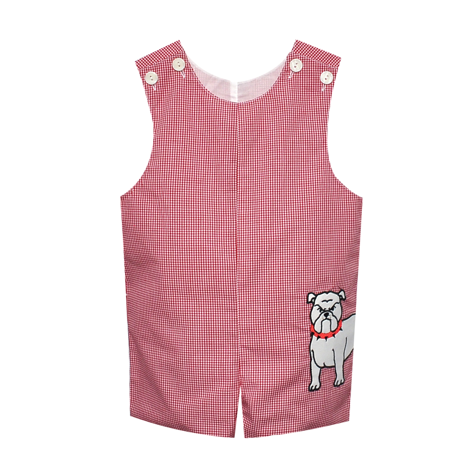 Bulldog Applique Red/Black Shortall