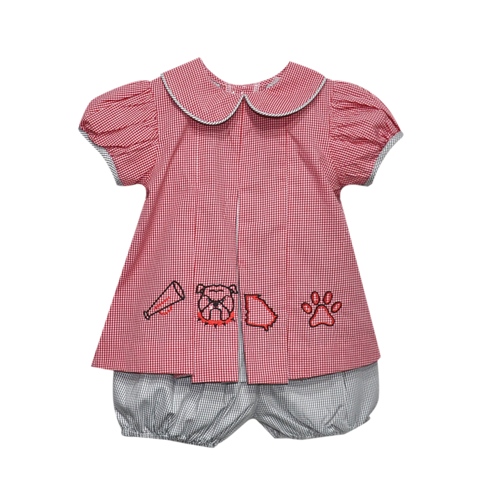 Bulldog Red/Black Embroidery Bloomer Set