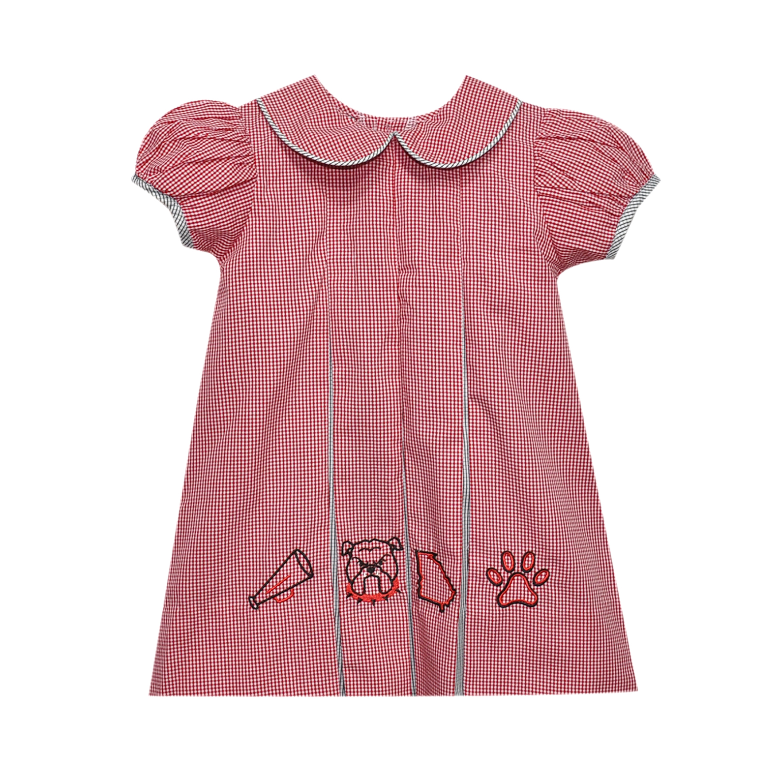 Bulldog Red/Black Embroidery Dress