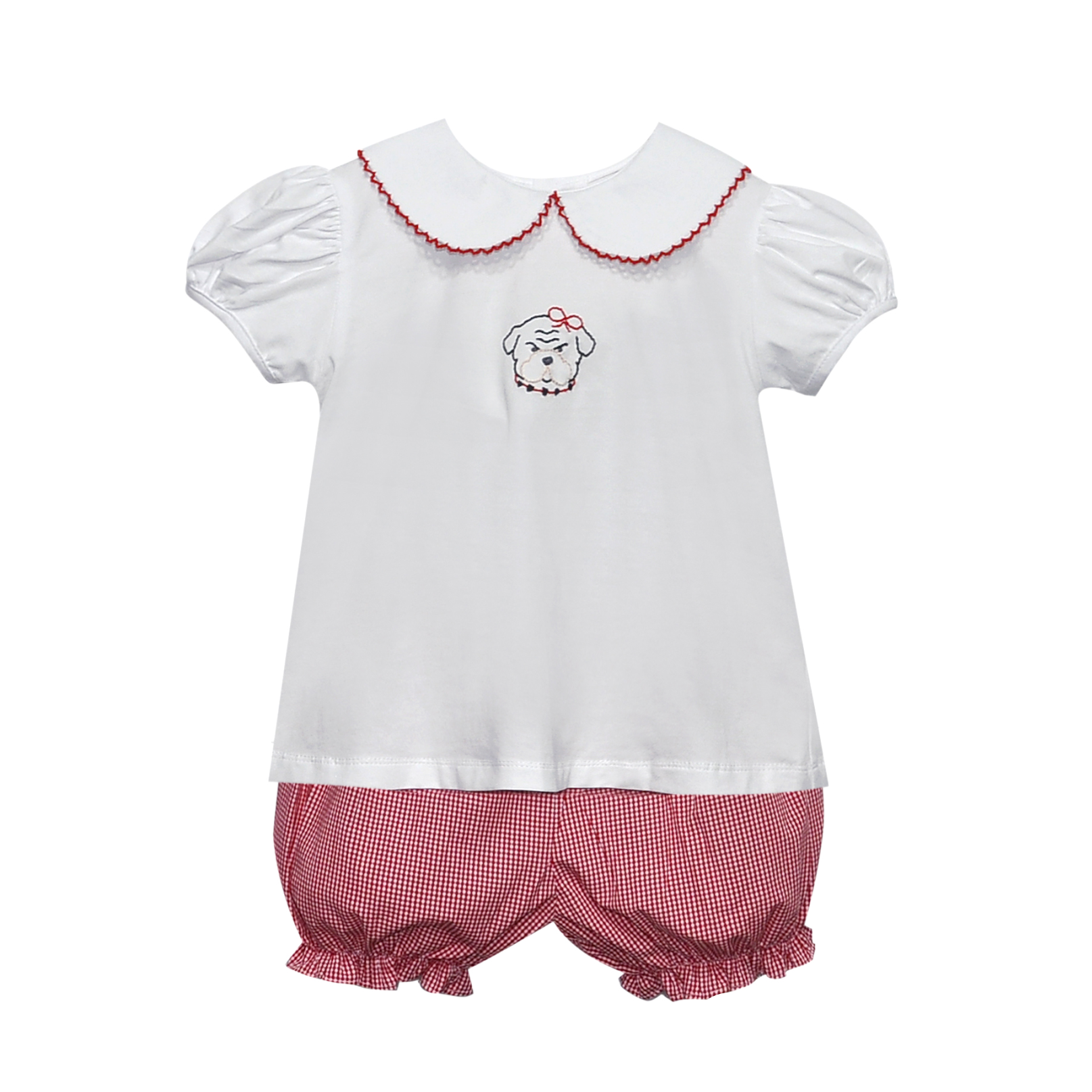 Bulldog Red/Black Knit Girl Bloomer Set