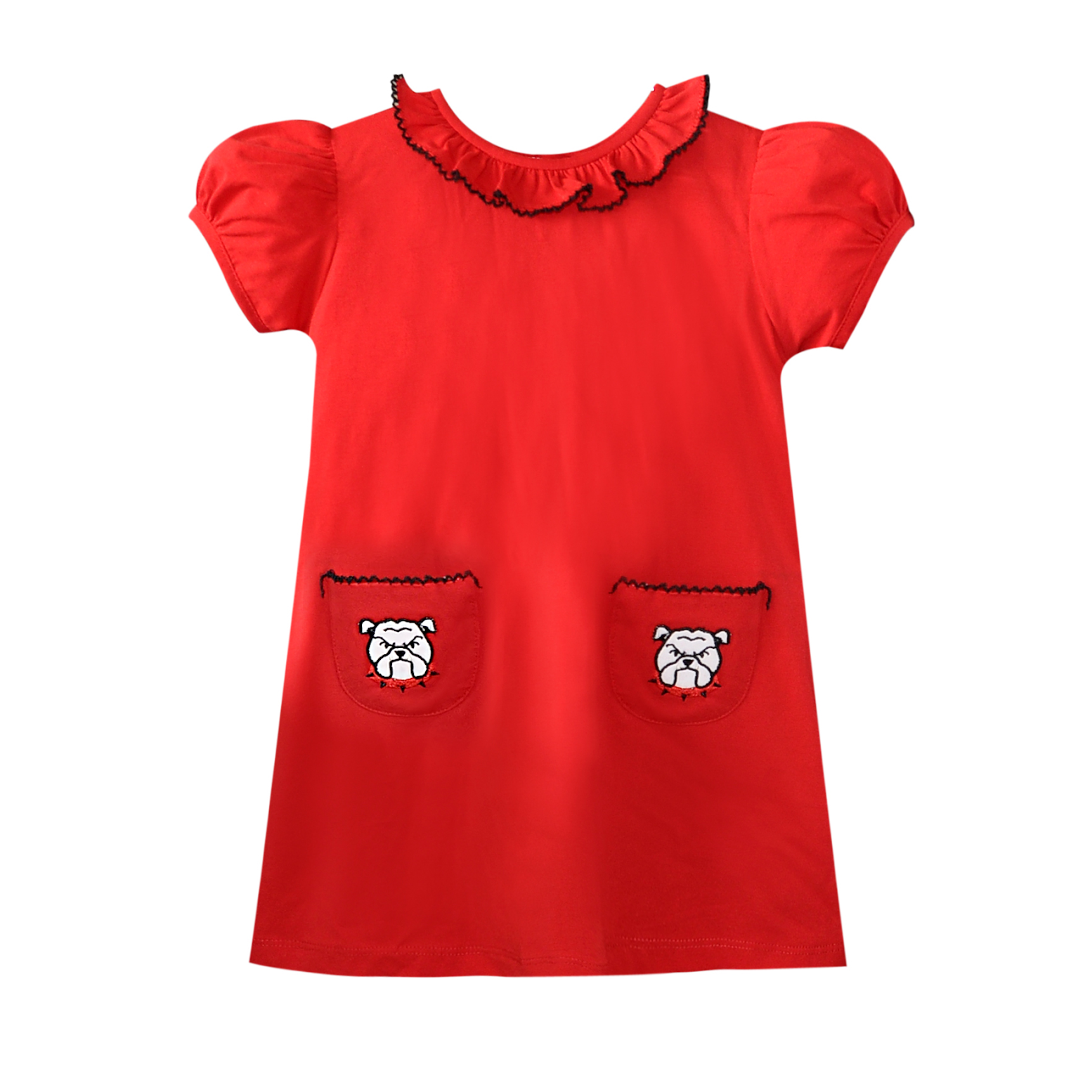 Bulldog on Pocket Red/Black Dress