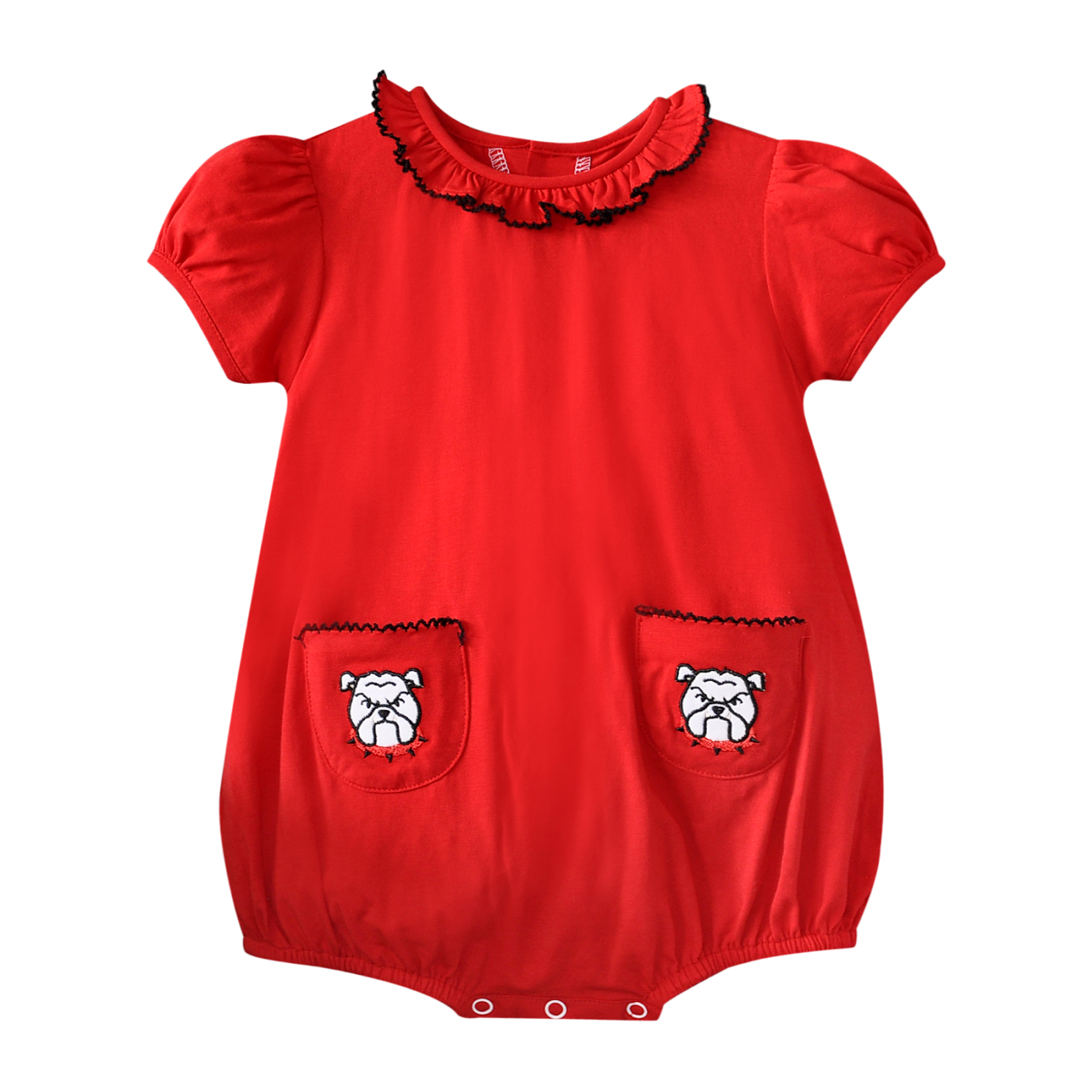 Bulldog on Pocket Red/Black Girl Bubble