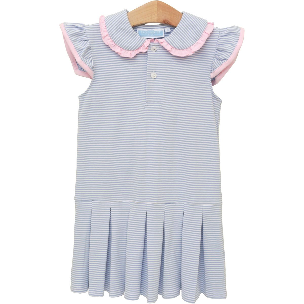 Camilla Dress Dusty Blue Stripe Light Pink