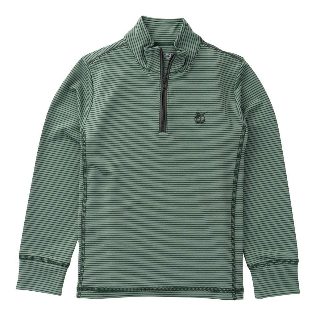 PRE-ORDER Boy's PRO Performance 1/4 Zip Pullover - Camping Hedge Green Stripe