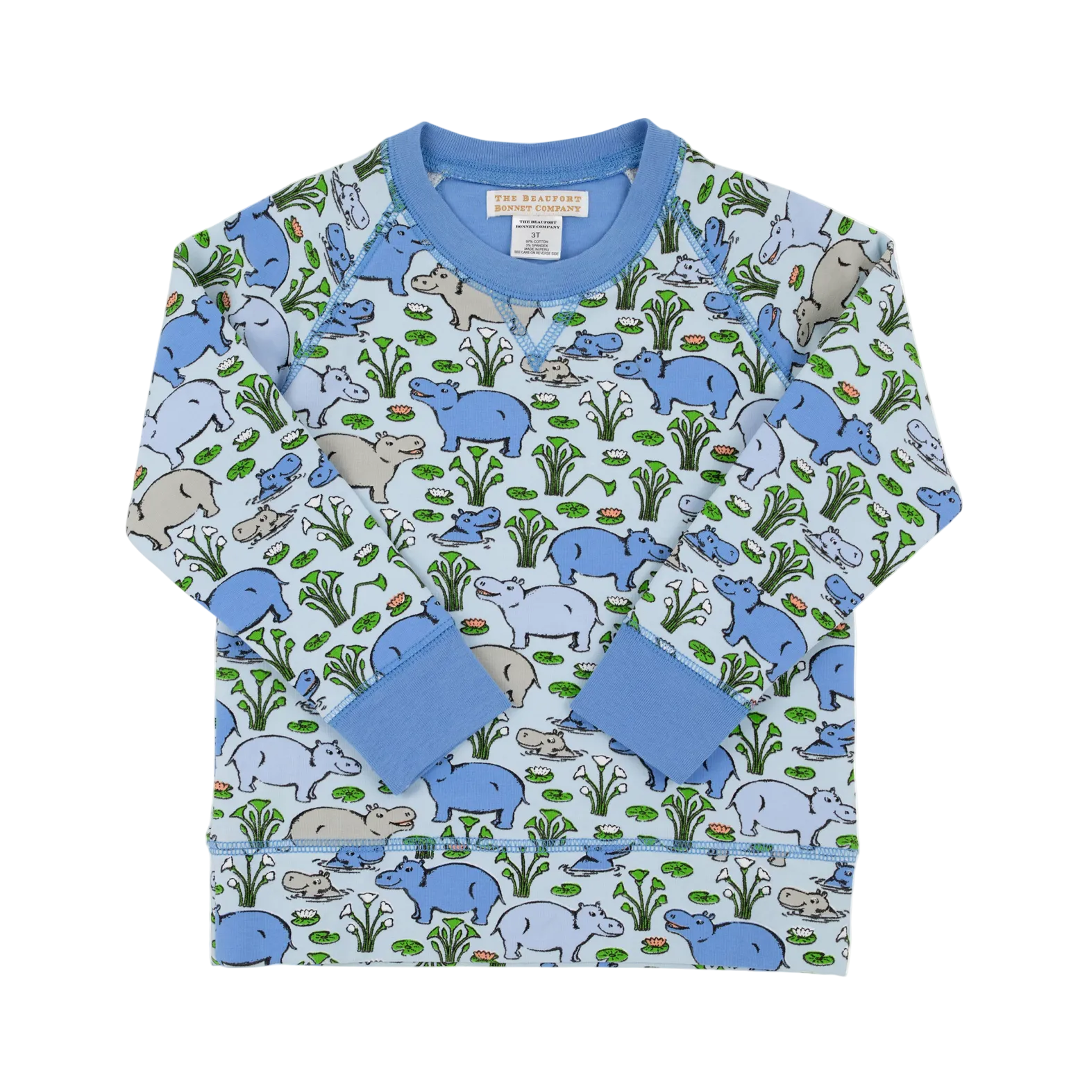 Cassidy Comfy Crewneck Bal Harbour Hippo (Beale Street Blue)/Sunrise Blvd Blue