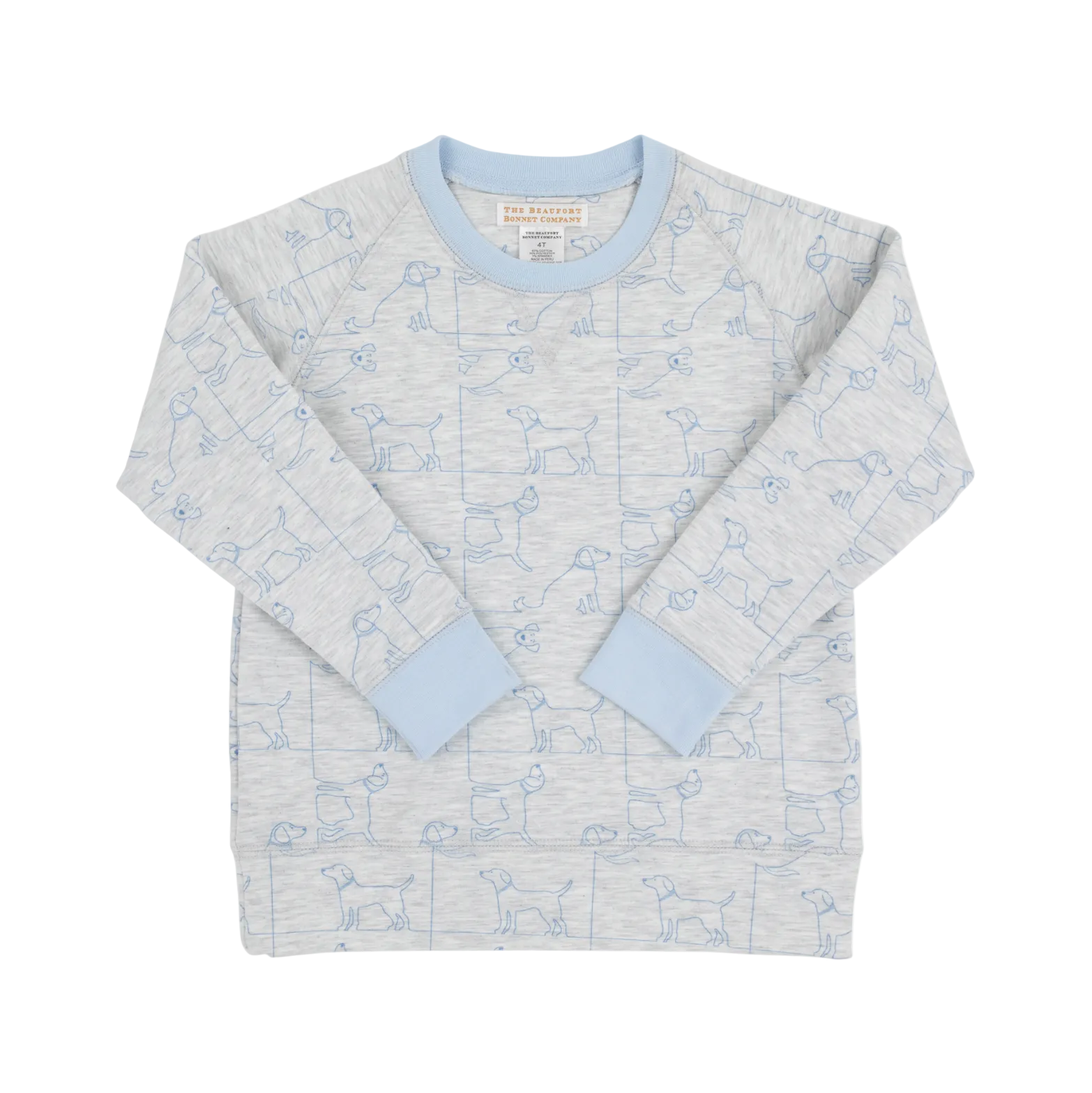 Cassidy Comfy Crewneck Boys French Terry Puppy Puzzle Beale Street Blue