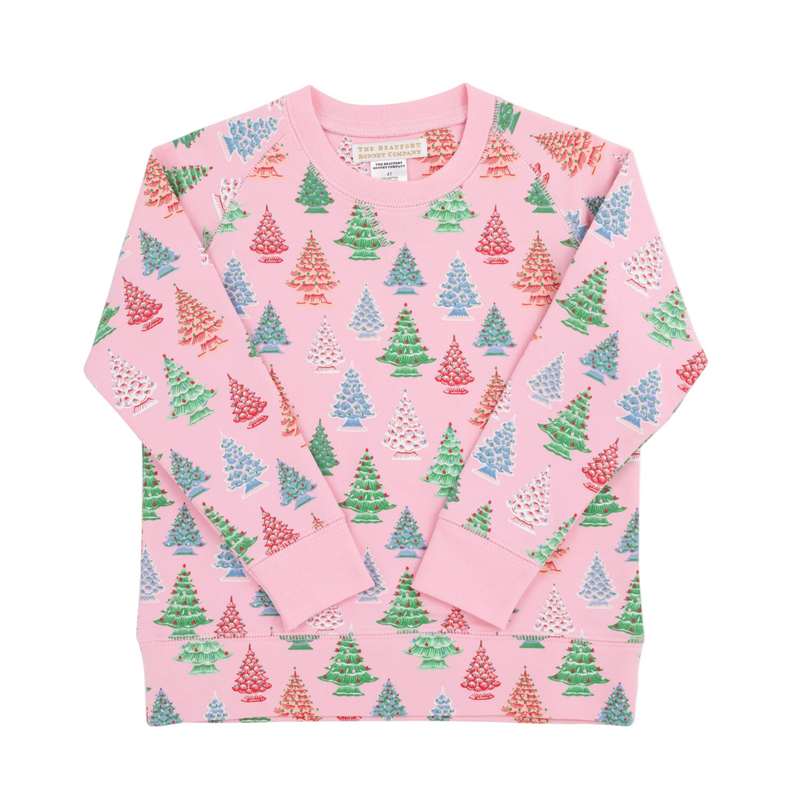 Cassidy Comfy Crewneck French Terry Girls Need a Little Nostalgia/Pier Party Pink