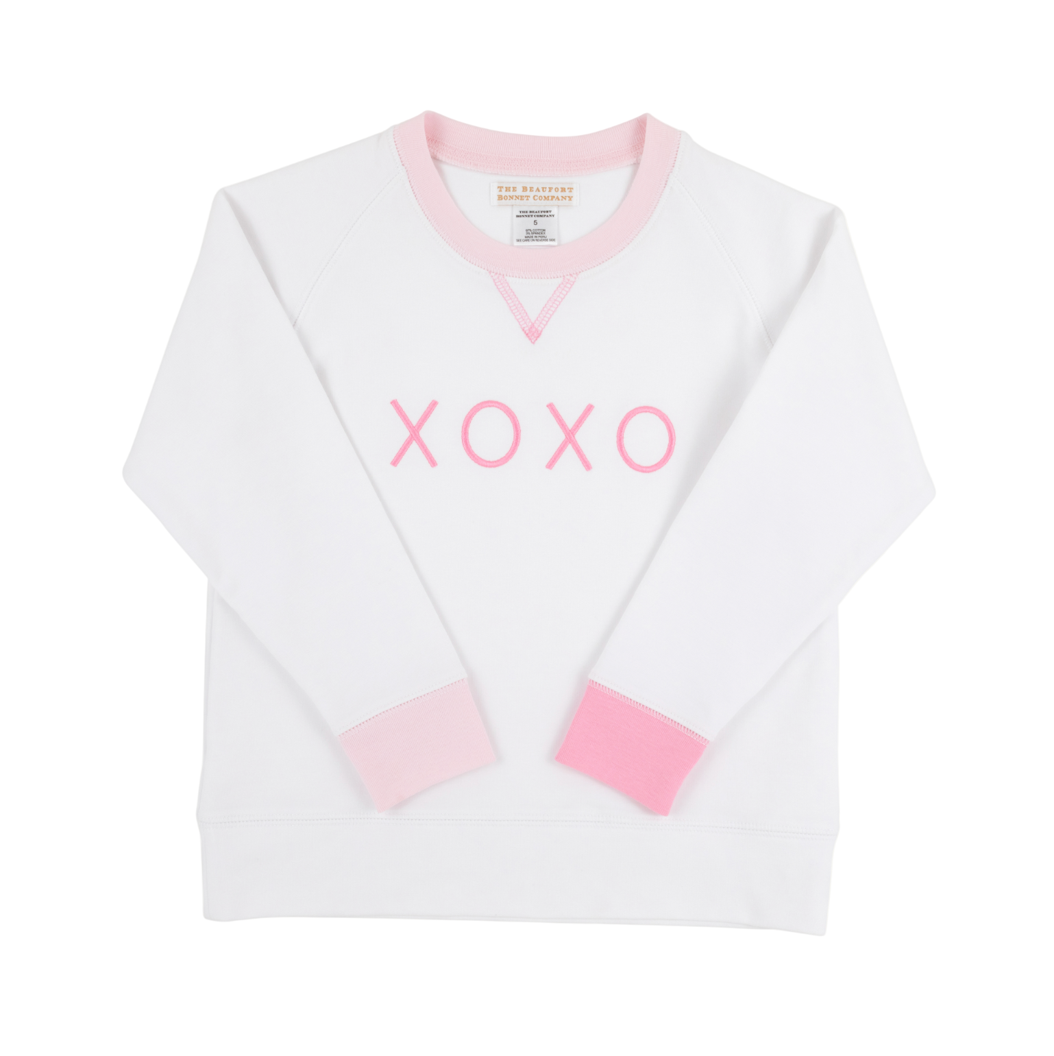 Cassidy Comfy Crewneck Girls French Terry Worth Ave White Palm Beach Pink Hamptons Hot Pink XOXO