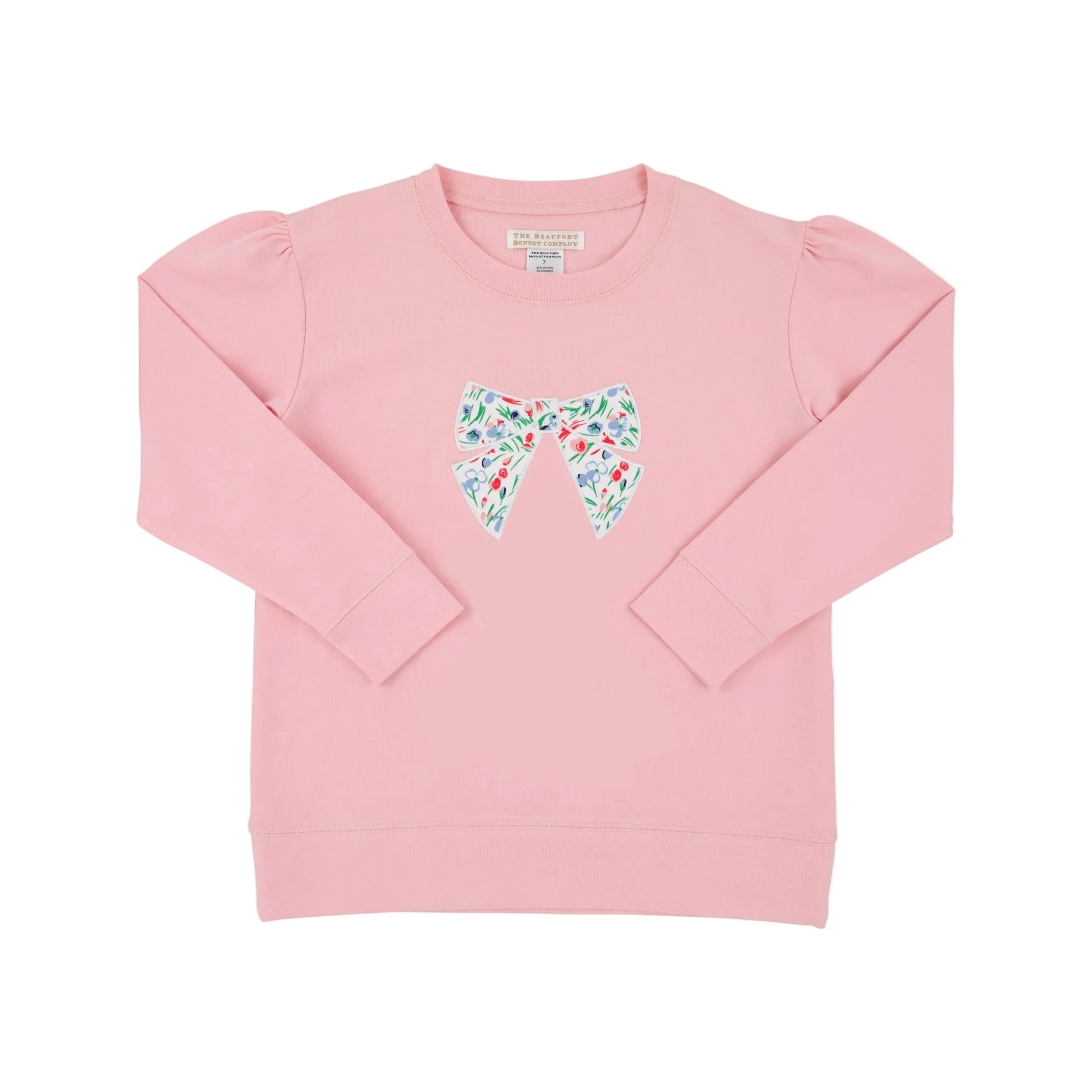 Cassidy Comfy Crewneck Puff Sleeve Sandpearl Pink/Fair St Floral/Bow