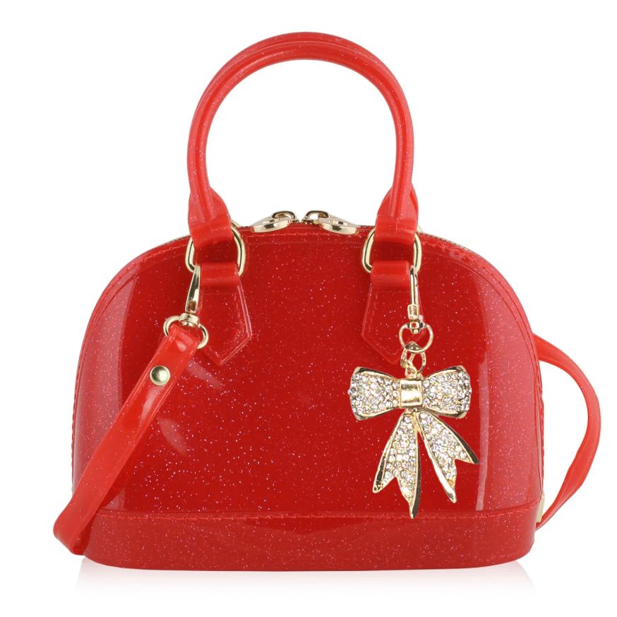Cate Red Sparkle Coco Gold Bow
