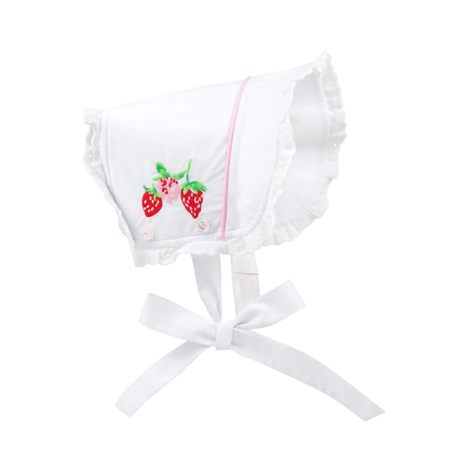 Catesby Country Club Bonnet Embroidery Worth Ave White Pier Party Pink Strawberry