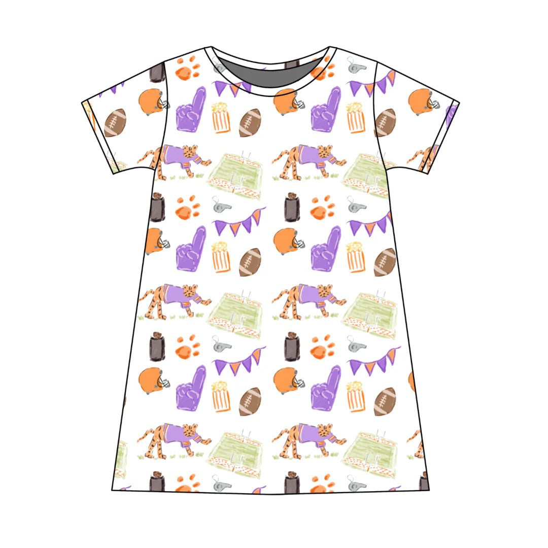 PRE-ORDER Charlotte Play Dress- Game Day Tiger Paws
