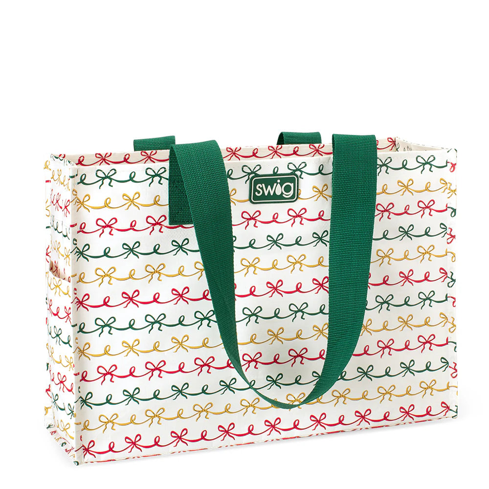 Christmas Bows Large Reusable Gift Bag