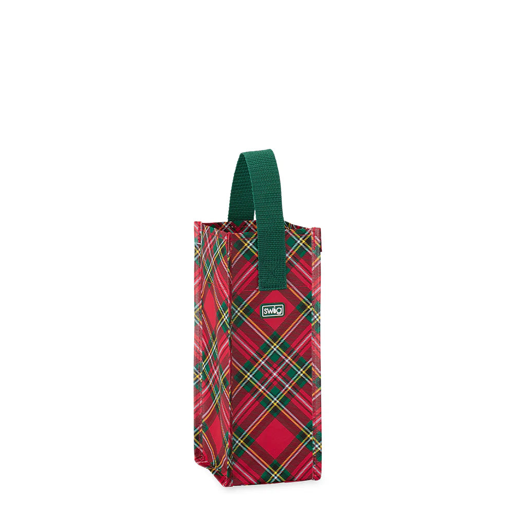 Christmas Plaid Wine Reusable Gift Bag