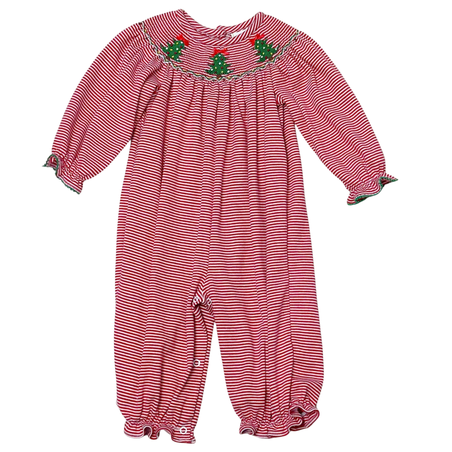 Christmas Tree Red Stripe Knit Long Bubble