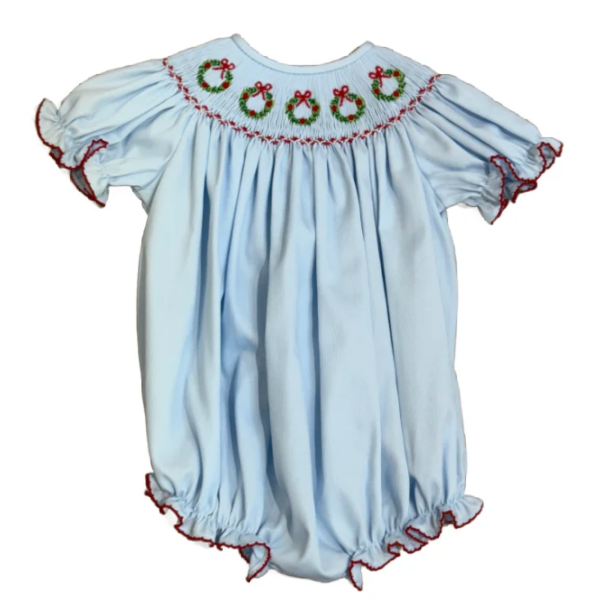 Christmas Wreath Smocked Bishop Bubble