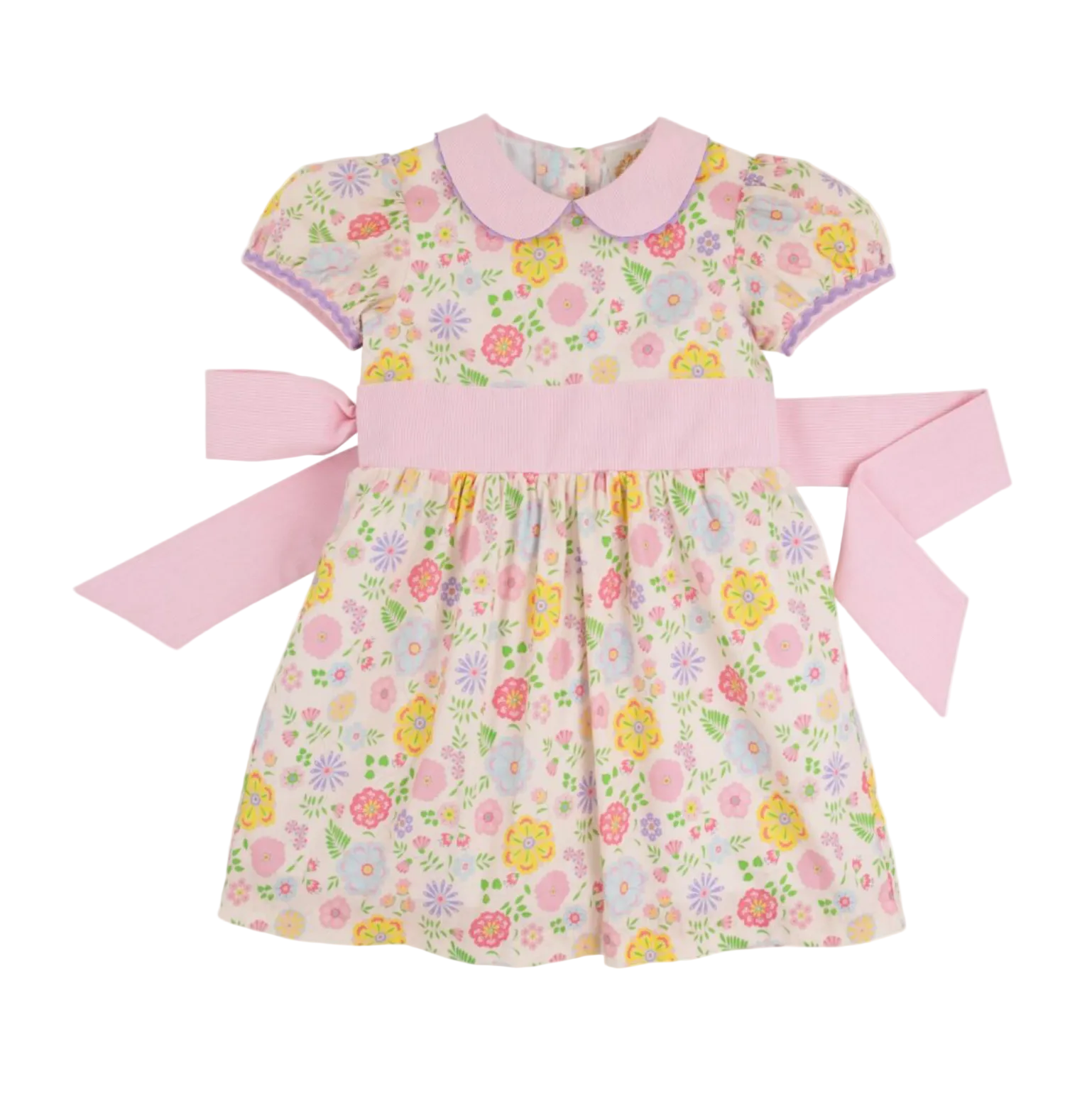 Cindy Lou Sash Dress Broadcloth Boca Grande Begonia Hamptons Hot Pink Pique Stripe