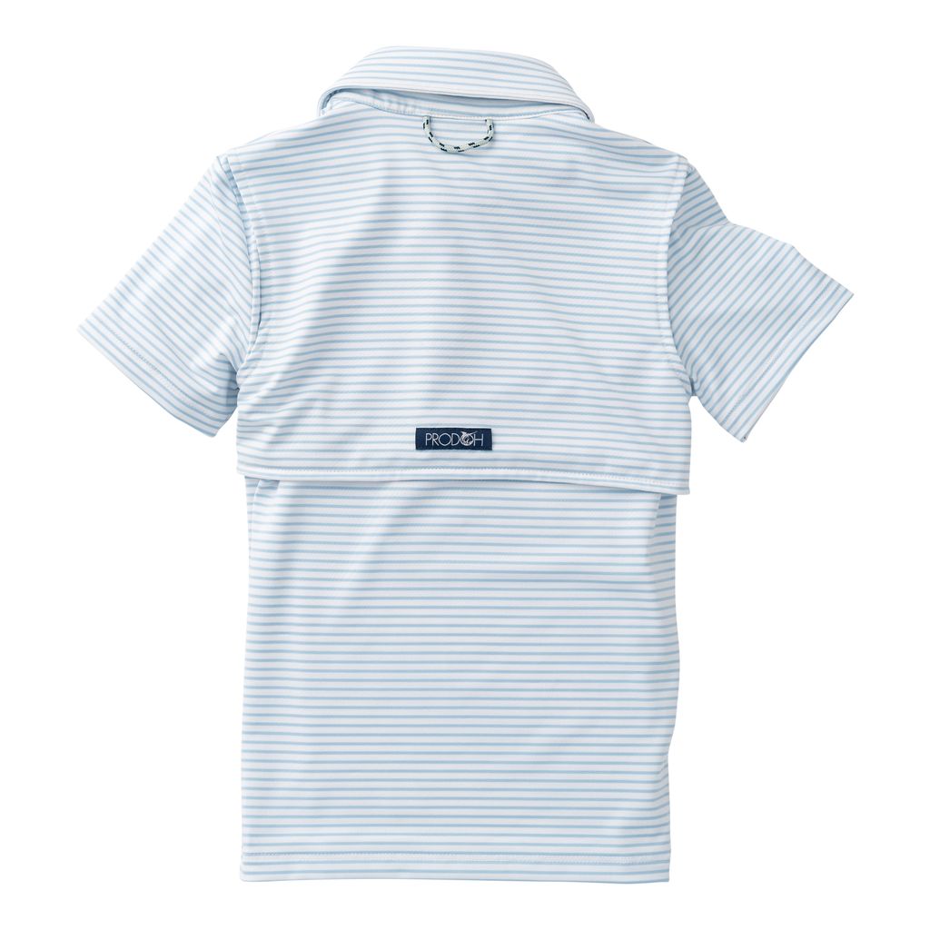 PRE-ORDER Boy's Short Sleeve Pro Performance Polo - Clear Sky Stripe